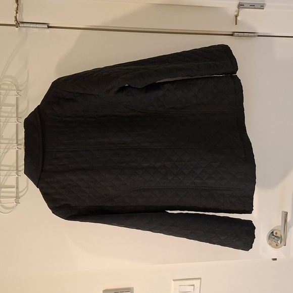 Women's 100% Silk Black Quilted Zip-up Jacket/Chore Coat (Size S) - Picture 5 of 7
